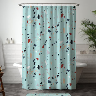 Modern Abstract Mid Century Terrazzo Pattern Shower Curtain