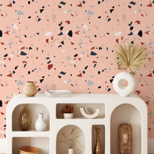 Modern Abstract Mid Century Terrazzo Pattern Wallpaper