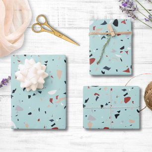 Modern Abstract Mid Century Terrazzo Pattern Wrapping Paper Sheet