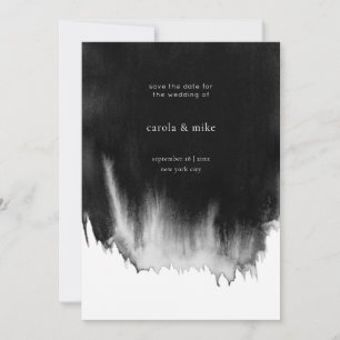 Modern Abstract Minimal Watercolor Black Save The Date