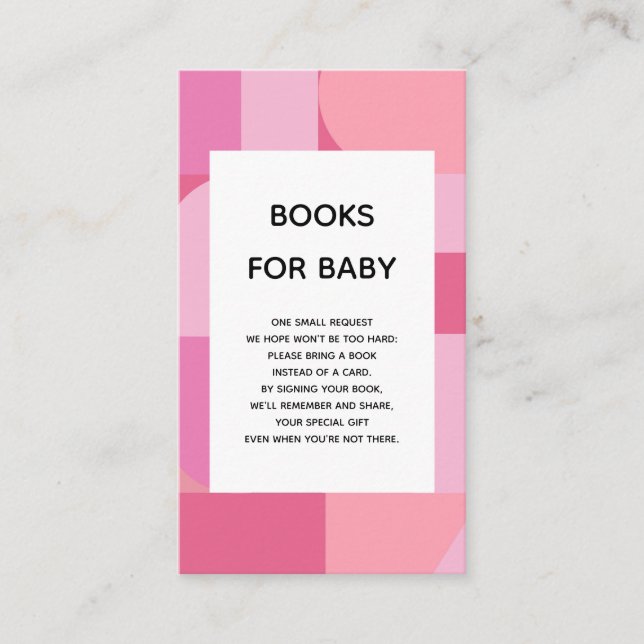 Modern Abstract Minimalist Pink Books For Baby Enclosure Card (Front)