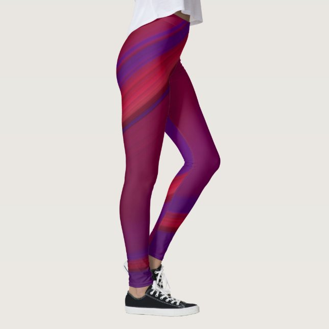 Modern Abstract Minimalist Red Purple Swirl Leggings (Right)