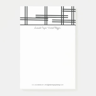 Modern Abstract Monochrome Black and White Post-it Notes