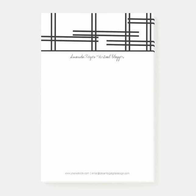 Modern Abstract Monochrome Black and White Post-it Notes (Front)