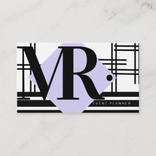 Modern Abstract Monochrome Black White Grid Business Card