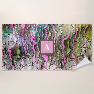 Modern Abstract Monogram Wedding Party Favour Beach Towel
