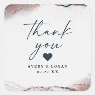 Modern Abstract Moonlight Blue Wedding Thank You Square Sticker