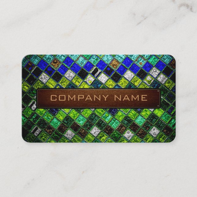 Modern Abstract Mosaic Leather Look #13 Business Card (Front)