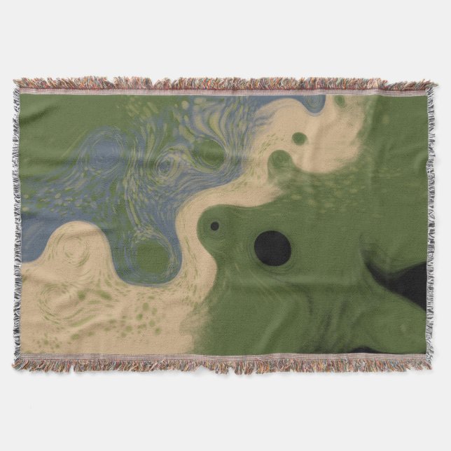 Modern Abstract Mossy Topography Throw Blanket (Front)