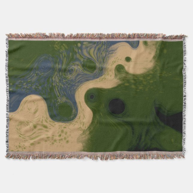 Modern Abstract Mossy Topography Throw Blanket (Front)