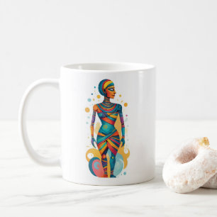 Modern Abstract Mummy Artwork with Bright Colours Coffee Mug