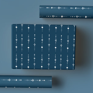 Modern Abstract Navy Blue Nordic Winter Wrapping Paper Sheet