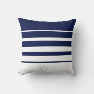 Modern Abstract Navy Blue & White Striped Cushion