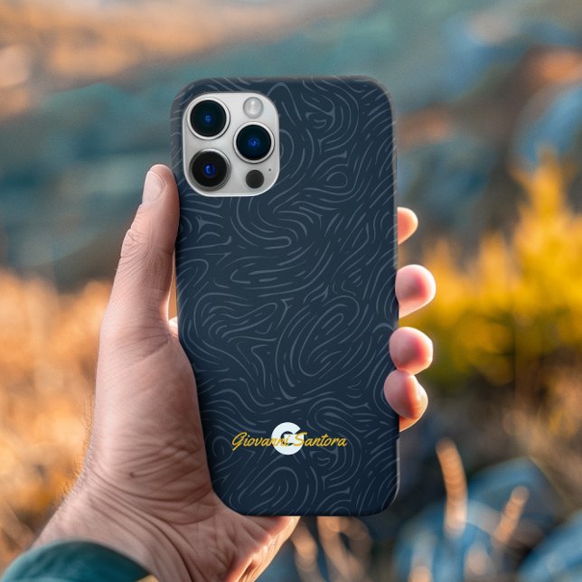 Modern Abstract Navy Pattern Monogram Case-Mate iPhone Case (Creator Uploaded)