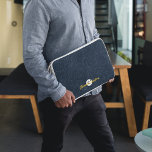 Modern Abstract Navy Pattern Monogram Laptop Sleeve<br><div class="desc">Protect your tech in style with this sleek personalised laptop sleeve. Featuring a modern abstract navy line pattern, this design combines function with sophistication. Add your name and monogram for a custom touch that makes it truly one-of-a-kind. Perfect for professionals, students, or anyone who wants a durable and stylish way...</div>