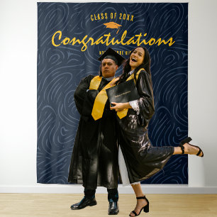 Modern Abstract Navy Pattern Photo Backdrop Tapestry