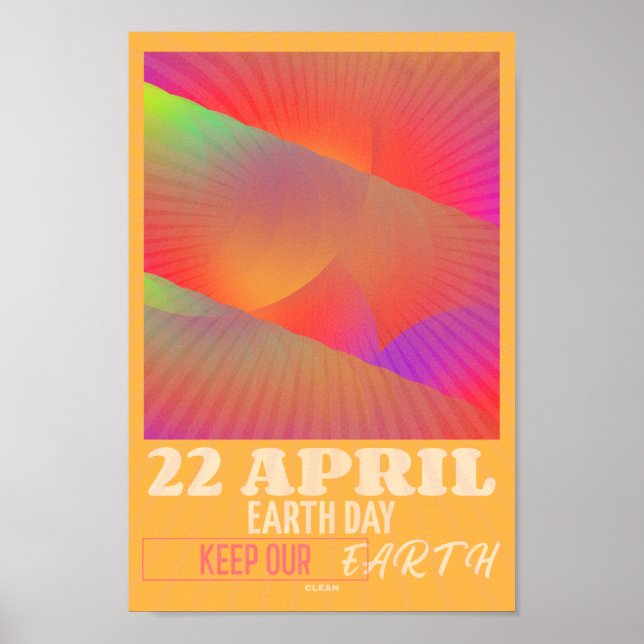 Modern Abstract Neon Art for Earth Day Poster (Front)