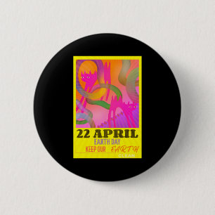 Modern Abstract Neon Art For Earth Day T Shirt 6 Cm Round Badge