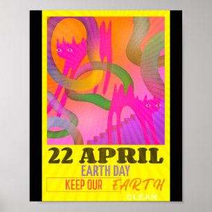 Modern Abstract Neon Art For Earth Day T Shirt Poster