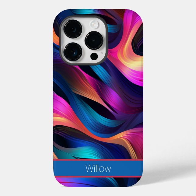 Modern Abstract Neon Colour Waves Case-Mate iPhone Case (Back)