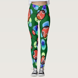 Modern Abstract Network Connections Vibrant Colorf Leggings