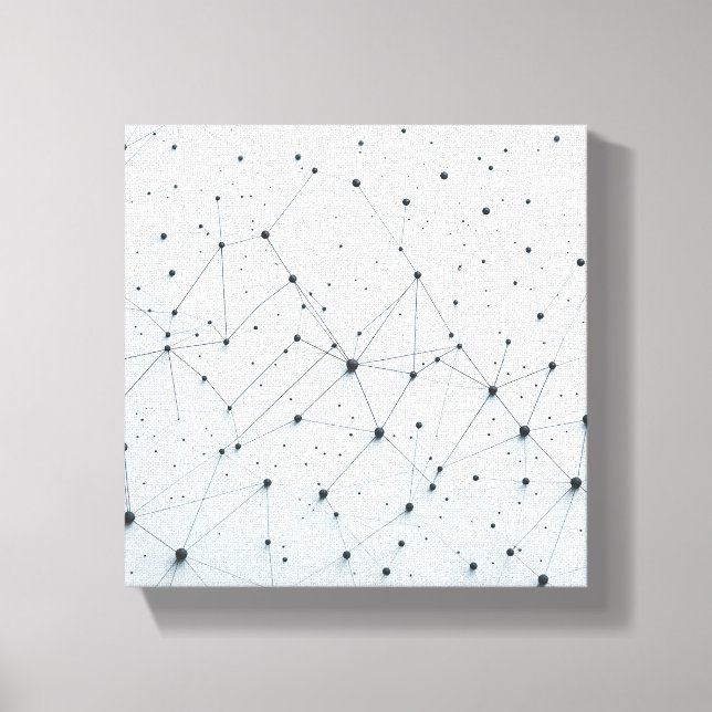 Modern Abstract Network Grid - 3D Neural Connectio Canvas Print (Front)