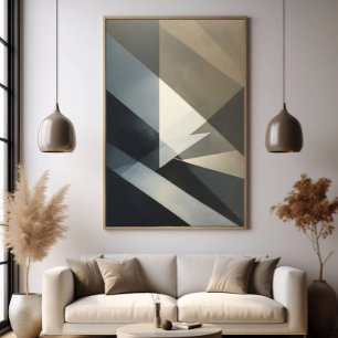 Modern Abstract Neutral Grey Beige Poster
