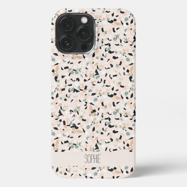 Modern Abstract Neutral Pastel Terrazzo Pattern  iPhone Case (Back)