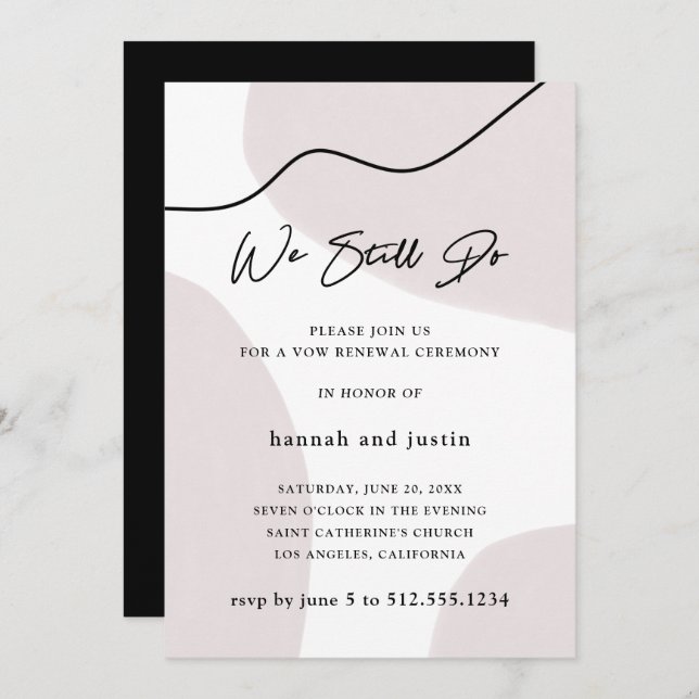 Modern Abstract Neutral | Wedding Vow Renewal Invitation (Front/Back)