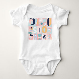 Modern Abstract Number Pattern Pastel Gender Neutr Baby Bodysuit