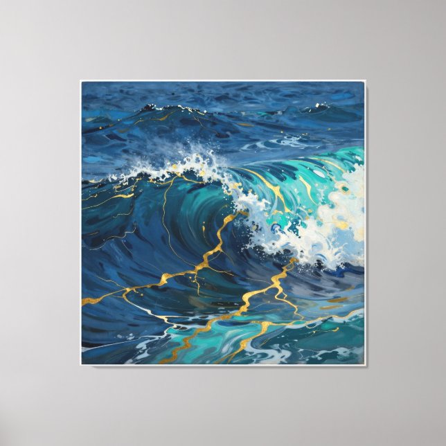 Modern Abstract Ocean -Teal Coastal Canvas-Art V Canvas Print (Front)