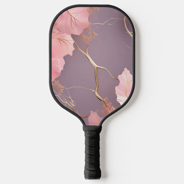Modern Abstract on Pink Marble Pickleball Paddle (Front)