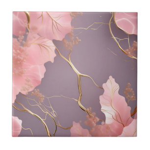 Modern Abstract on Pink Marble Tile