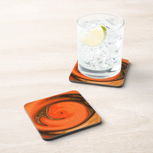 Modern Abstract Orange Cool Coaster (Right Side)