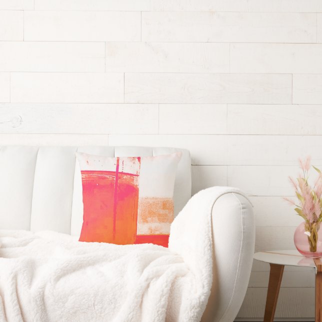Modern Abstract Orange Geometric Graphic Pattern Cushion (Couch)