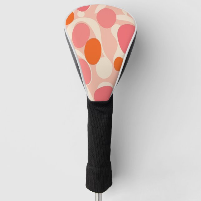 Modern Abstract Orange & Pink Circle Pattern Golf Head Cover (Front)
