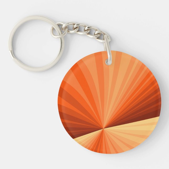Modern Abstract Orange Red Vanilla Graphic Fractal Key Ring (Front)