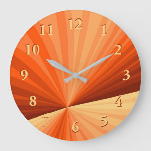 Modern Abstract Orange Red Vanilla Graphic Fractal Large Clock