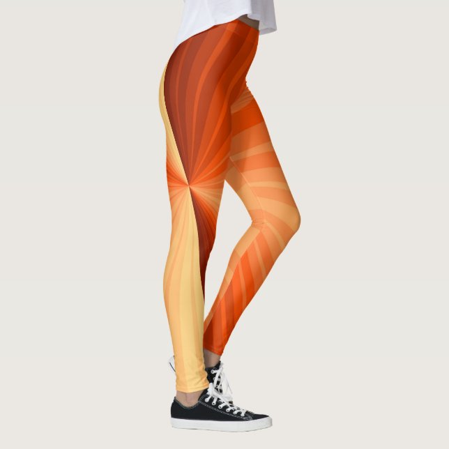 Modern Abstract Orange Red Vanilla Graphic Fractal Leggings (Right)