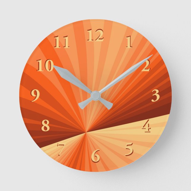 Modern Abstract Orange Red Vanilla Graphic Fractal Round Clock (Front)
