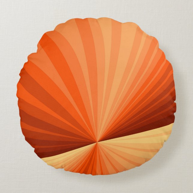 Modern Abstract Orange Red Vanilla Graphic Fractal Round Cushion (Front)