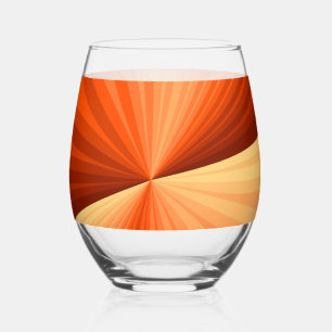 Modern Abstract Orange Red Vanilla Graphic Fractal Stemless Wine Glass