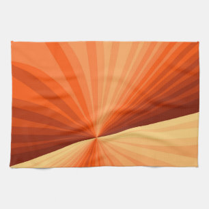 Modern Abstract Orange Red Vanilla Graphic Fractal Tea Towel