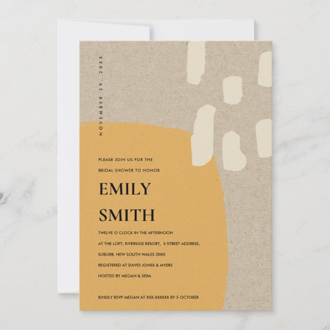 MODERN ABSTRACT ORANGE RUST BRIDAL SHOWER INVITE (Front)