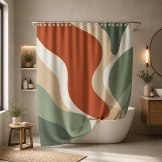 Modern Abstract Organic Shapes Shower Curtain