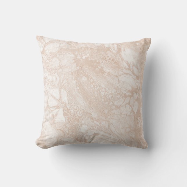 Modern Abstract Paint Pour Neutral Beige & White Cushion (Front)