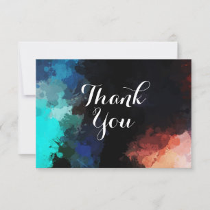 Modern Abstract Paint Splatters Thank You Card
