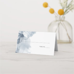 Modern Abstract Paint Strokes Dusty Blue Teal Place Card