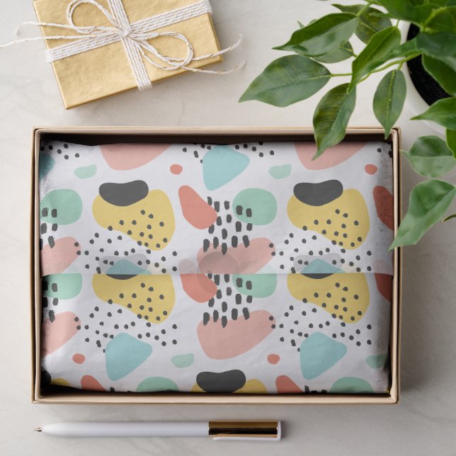 Modern Abstract Paint Strokes Pattern Tissue Paper (Gift)