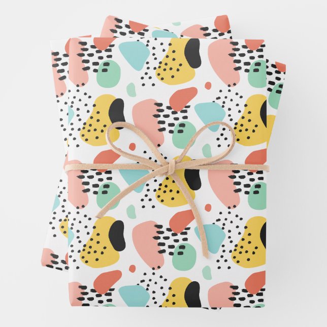 Modern Abstract Paint Strokes Pattern Wrapping Paper Sheet (In situ)